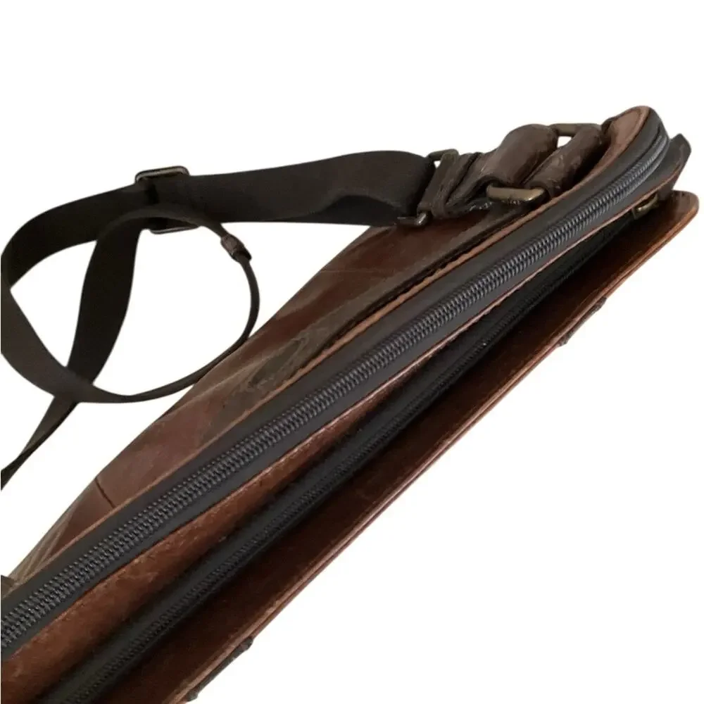 Vintage Fossil Brown Leather Messenger Bag Crossbody Strap